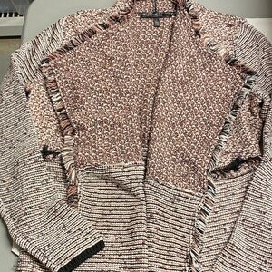 White House Black Market Woven Pink and Black Cardigan size L